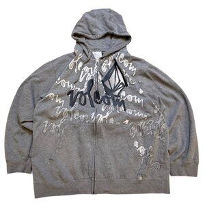 Y2K Volcom Gray Hoodie Baggy Loose Sweatshirt XXL Streatwear